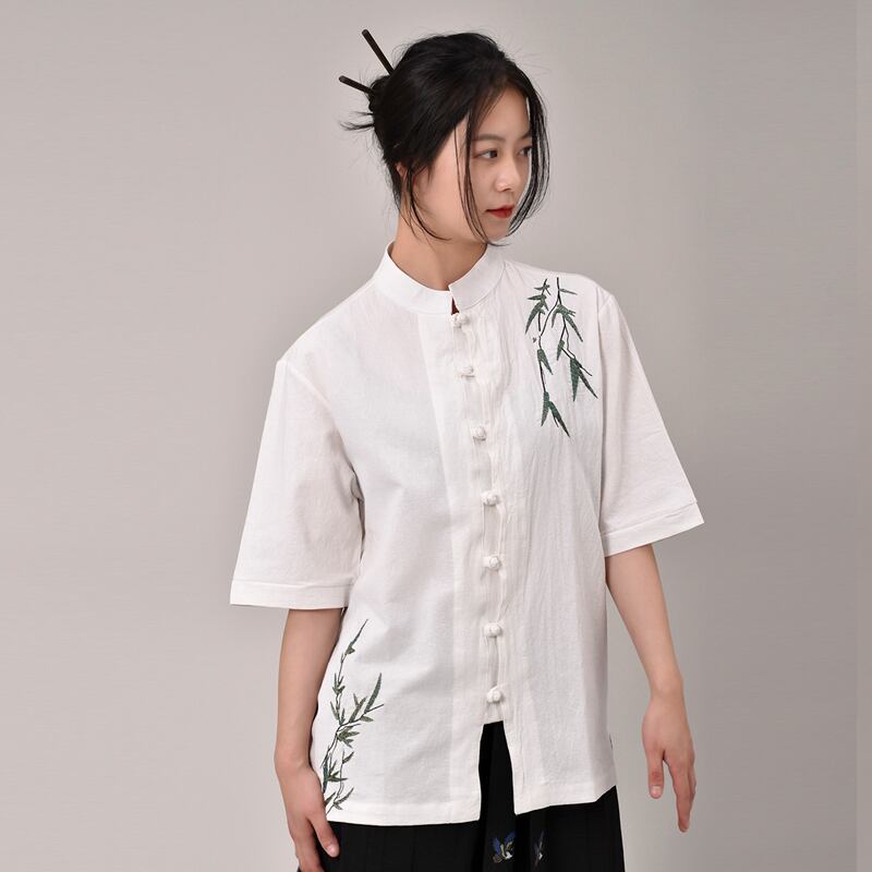 [HANZHU Series]★Chinese style shirt★ Tops 2color Unisex Men's Large Size Bamboo Pattern Chinese Clothes Casual