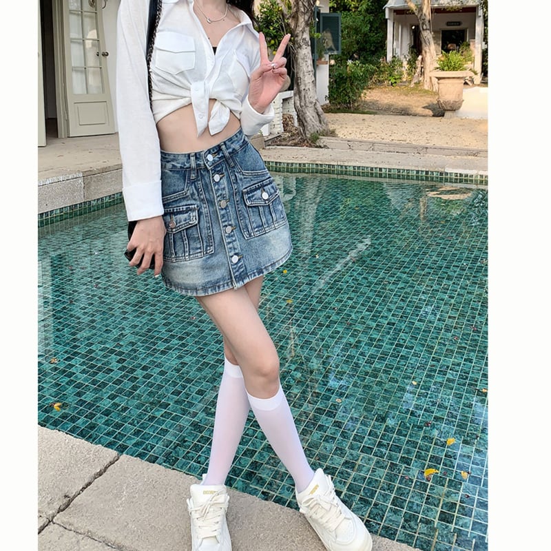 [CHUNUO Series] ★Denim Skirt★ 2color Bottoms Fashion Mini Length Skirt Sexy Cute