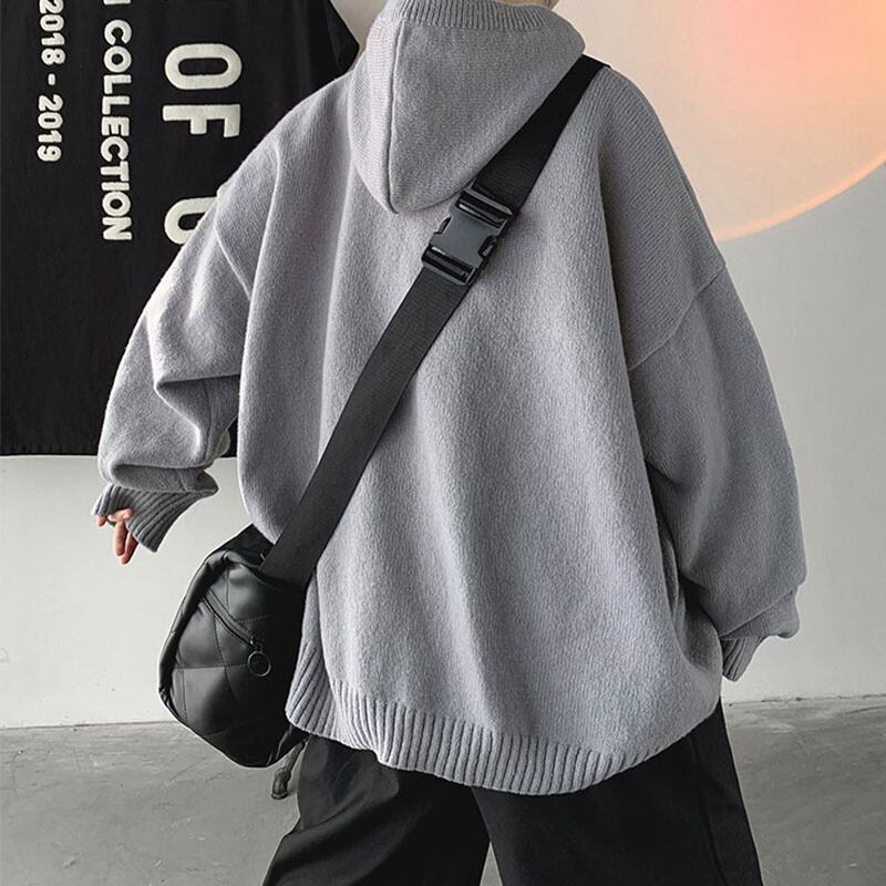 [Emeisa Series]★Sweater★ 2color Knit Tops Parka Unisex Men's Simple Gray Black