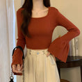 Load image into Gallery viewer, [Insufficient Moe Series]★Knit Tops★ 4color Tops Flare Sleeve Slim Slimming Black White Red Pink
