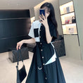 Load image into Gallery viewer, [PANGSAO series]★Shirt dress★ Long length irregular color scheme commuting date office lady large size black black
