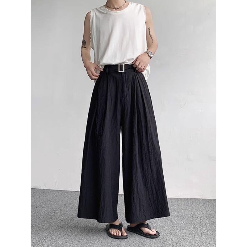 [DISHENHU Series]★China style trousers★Bottoms Gaucho pants Eight-quarter length Nine-quarter length Unisex Men's Black Black