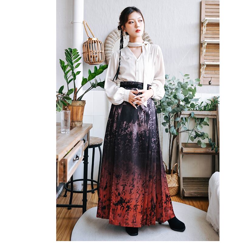 [Kokaisha---Shinkyo Series] ★Chinese style skirt★ 2color Maki skirt gradation Hanfu skirt Chinese elements