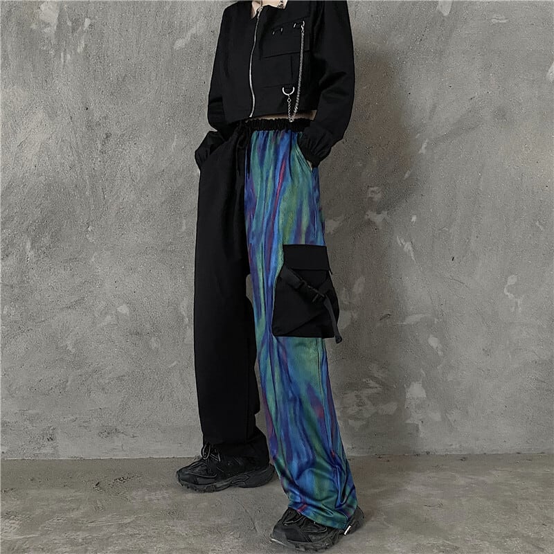 [Miyakoya Series]★Casual Pants★ Polarized switching pants bottoms street wide pants unisex gaucho pants