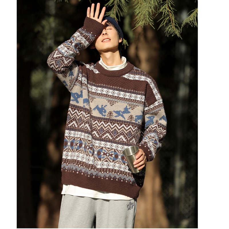 [Pvpvpv series] ★Sweater★ 2color knit tops Christmas unisex men's deer casual easy to match