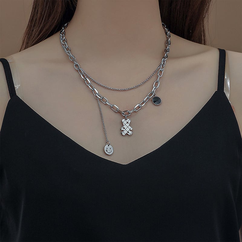 [HUAJI Series] ★Necklace★ Accessory Bear Cartoon Easy to match Fashion Design available