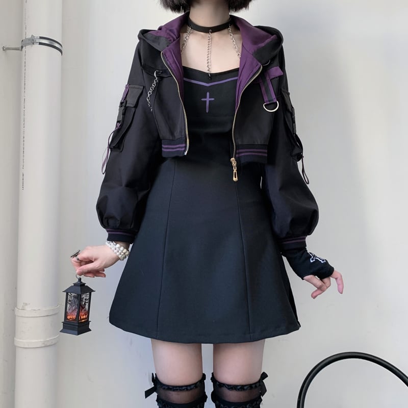 [Momoko Sakura Series] ★Hanging dress★ Mini length, cute, sexy, easy to match Black Black S M L XL