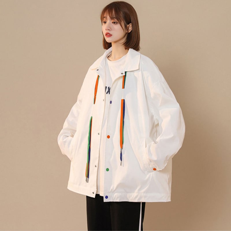 [FKZ Series]★Jacket★ 3color Outerwear Unisex Men's Spring Clothes Casual White Black Green