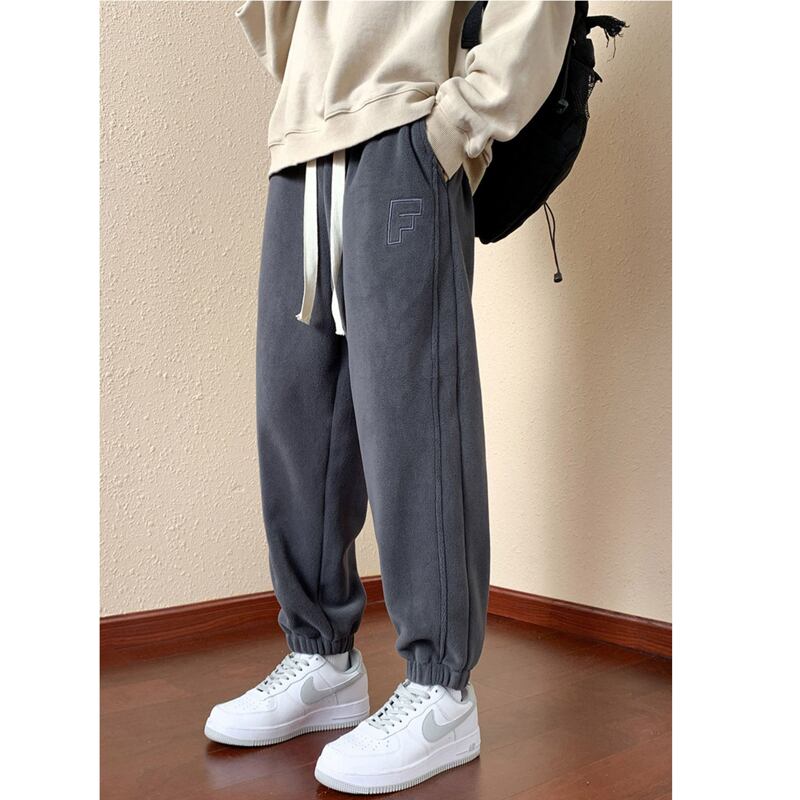 [Sajuri Series]★Pants★ 2color Casual Pants Bottoms Fleece Lining Unisex Men's Large Size Gray Black