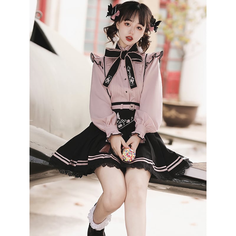 [Kanru First Series] ★Chinese style setup Single item order★ Shirt or Skirt Lolita Cute Pink Black