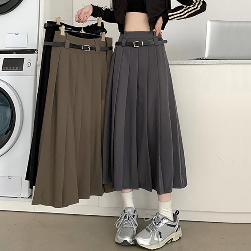 [Shoujo Kaira Series]★Skirt★ 3color Bottoms Pleated Skirt Black Gray Black Gray Slimming Easy to Match SML