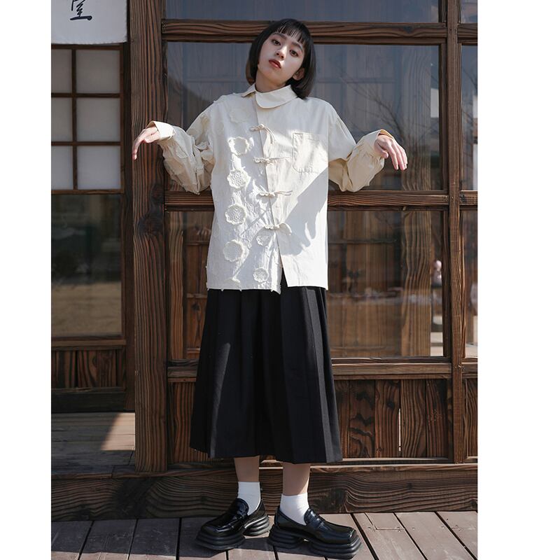 [Yangji Great Dream Series] ★Chinese style shirt★ Tops, irregular, long sleeve shirt, loose, Chinese clothes, cute, original