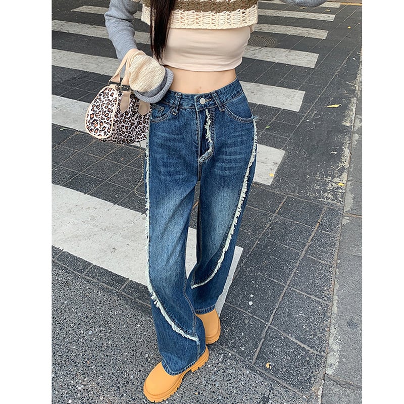 [CHUNUO series]★Pants★ Casual pants Denim pants Blue Blue Large size Slimming Fashionable