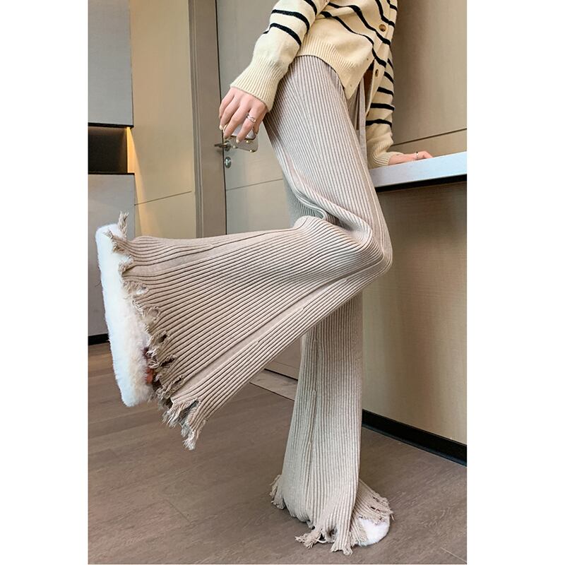 [Furin Series] ★Casual Pants★ 3color Knit Bottoms Casual Pants S M L XL Fringe