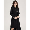 Load image into Gallery viewer, [Shojinsho Series] ★One Piece★ Irregular long sleeve dress Designed Cute Stylish Black Black
