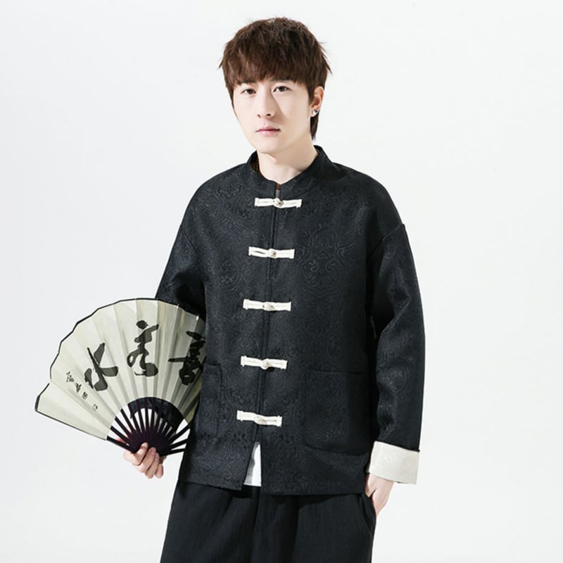 [PINZHI Series]★China style jacket★ 2color outerwear unisex men's large size black beige Chinese clothing