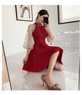 Load image into Gallery viewer, [JKJS Series] Chinese-style dress, short-length Chinese dress, improved Chinese dress, improved Tang costume, improved Hanfu, Chinese-style clothes, Chinese clothes, concerts, parties, SML LL, slimming, girls' parties, reunions, weddings, black, red
