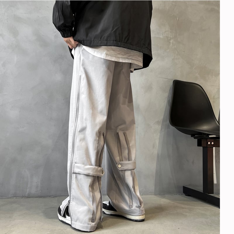 [Leonbinno Series] ★Casual Pants★ Brushed lining 2color Bottoms Pants Unisex Men's Light Gray Black