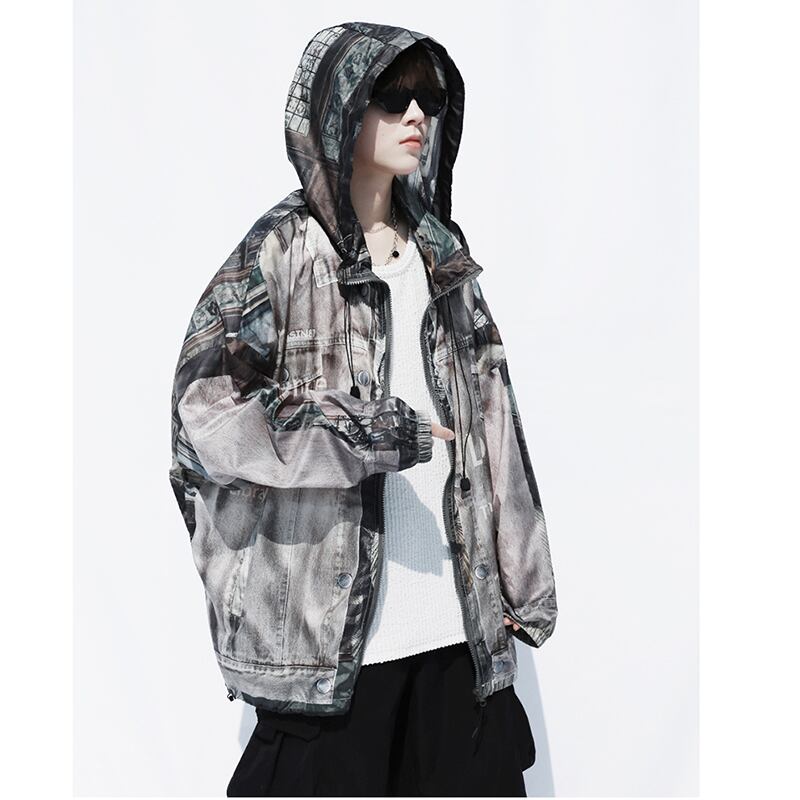 [SIN87 Series] ★UV protection★ UPF50+ 2color Sun protection Cooling protection Thin outerwear Print Fashion Unisex Men's