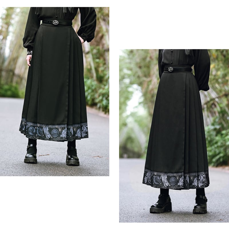 [Kokaisha --- Rabbit series] ★China style skirt★ Bottoms Original slimming black Easy to match