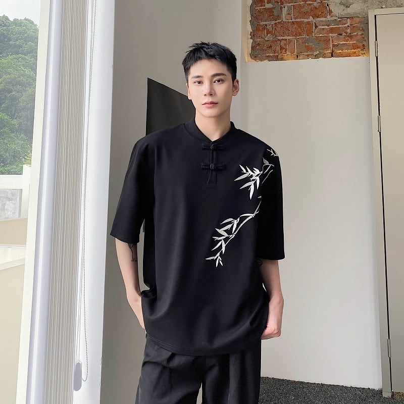 [WENYI Series] ★China style T-shirt★ 2color tops with design, bamboo, unisex, men's, black, white