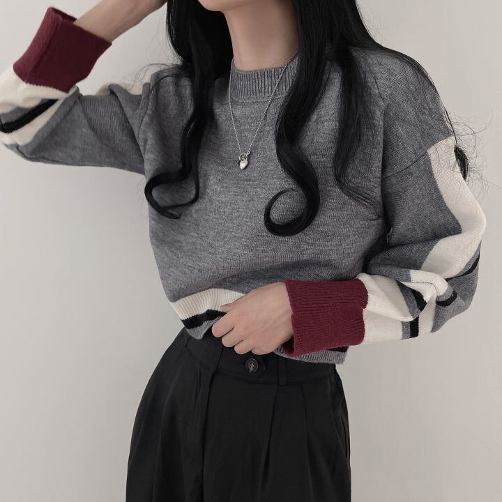 [LIANGLIANG series]★Knit tops★ 3color tops mini length white black gray