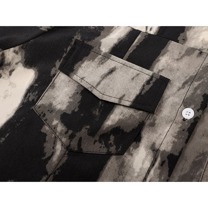 [LHSEN STUDIO Series] ★Shirt ★ Tops Long Sleeve Shirt Women's Tie-dye Retro Mini Length Black Black