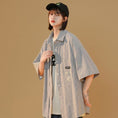 Load image into Gallery viewer, [Fujiiman Series]★Shirt★ 3color Tops Vertical stripes Summer Unisex Loose Cute Yellow Blue Black
