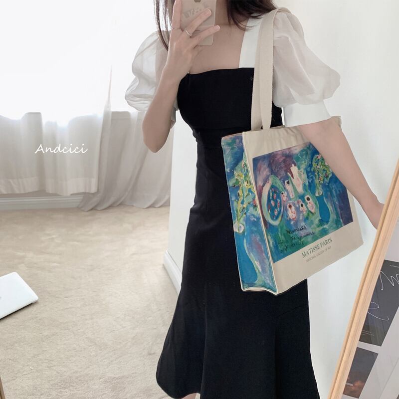 [Andcici Series] ★Bag★ Large capacity oil painting style campus bag for commuting to work, school, dating, literary style, commuting, dating