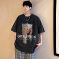 Gallery viewerに画像を読み込む, 【Lettheheartシリーズ】★レトロ トップス★ Tシャツ 男女兼用 メンズ 大きいサイズ 黒灰色 かっこいい
