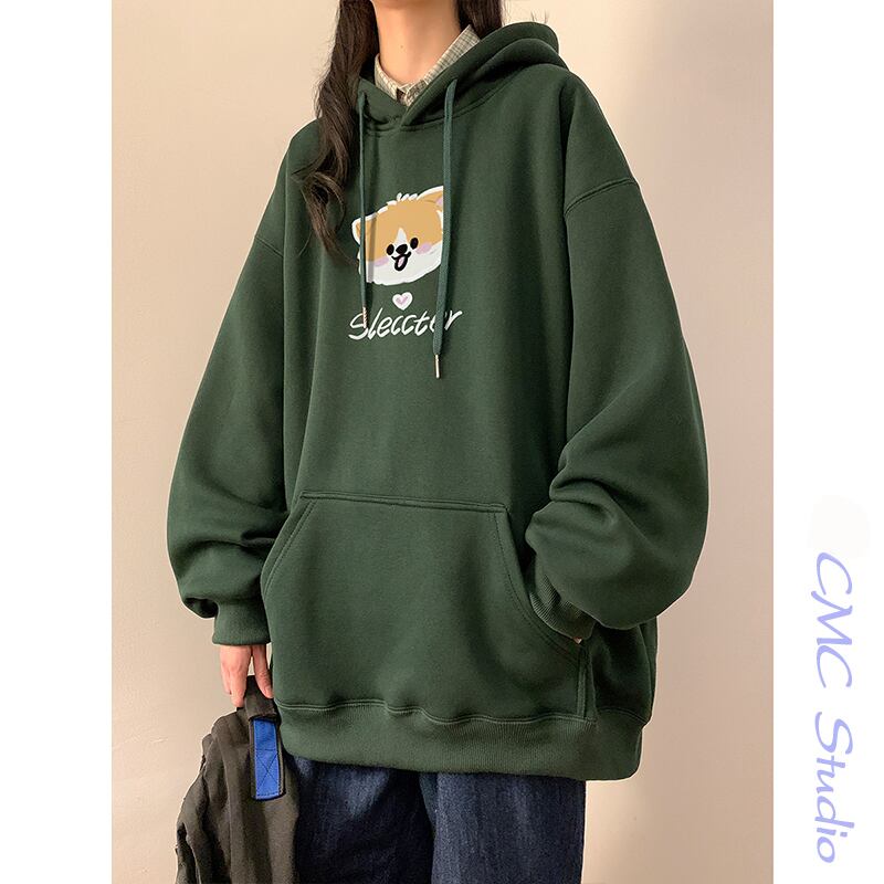 [CHAOMEICHEN Series]★Parker★ Tops 4color Unisex Men's Large Size Green Black Apricot Purple Dog Cartoon