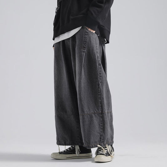 [Emperor series] ★Denim pants★ 2color loose bottoms men's large size black blue black blue