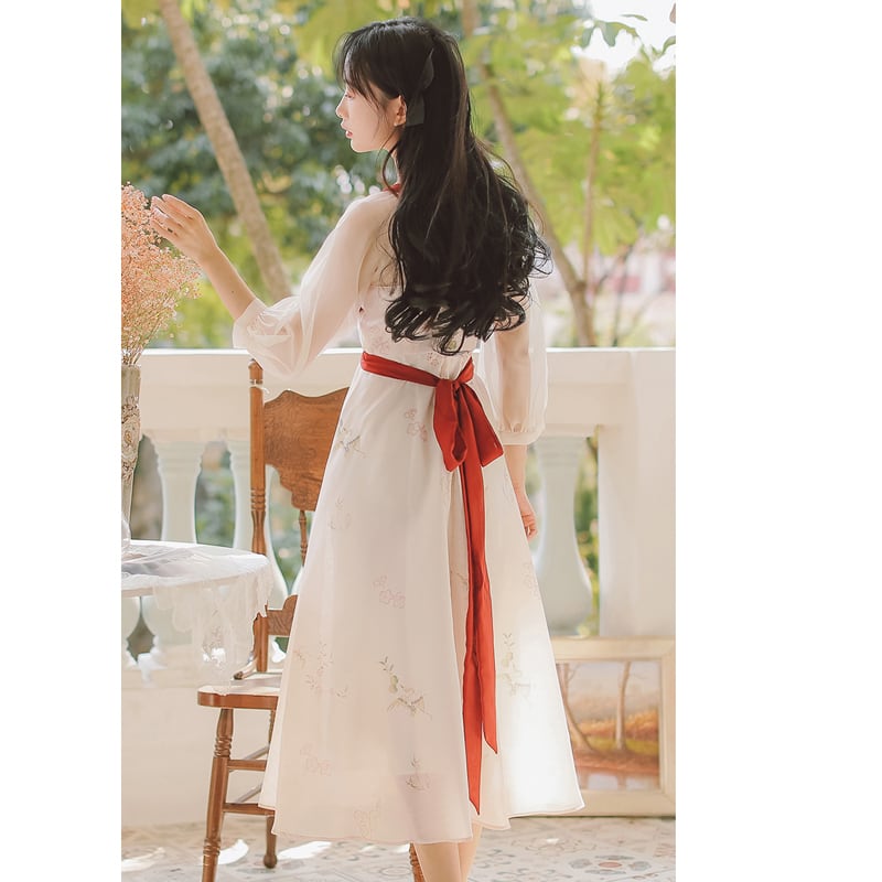 [Shojunsho Series]★Hanfu Dress★ Chinese Clothes Chiffon Retro Old Fashioned Sexy Old Fashioned Cute Slimming Date