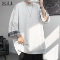 Load image into Gallery viewer, [SGLL Series]★T-shirt★ 4 Colors Men's Unisex Summer 3/4 Sleeve Black White Green Brown
