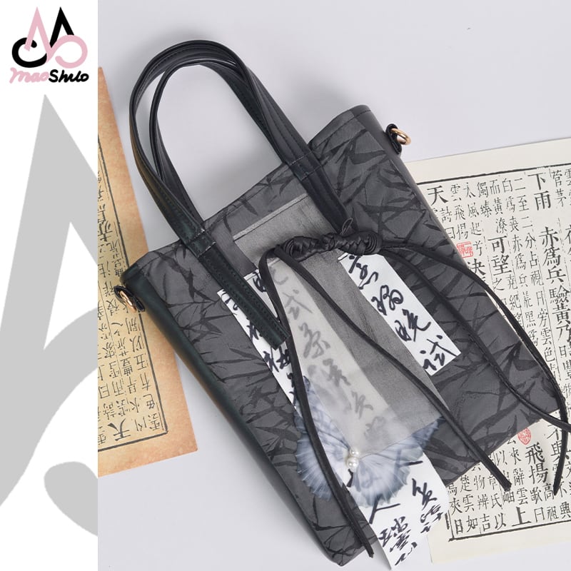 [Series]★China style bag★Hand-held original ink pattern Letter pattern Cute design available