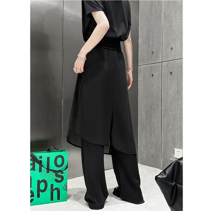 [YIDAO Series] ★Casual Pants★ Switching Chinese Clothes Black Black Skirt + Trousers Integrated Slimming Wear