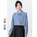 Load image into Gallery viewer, [WEIWU Series]★Shirt★ Tops Ladies Simple Commuting Easy to Match Blue Blue Standard Cute
