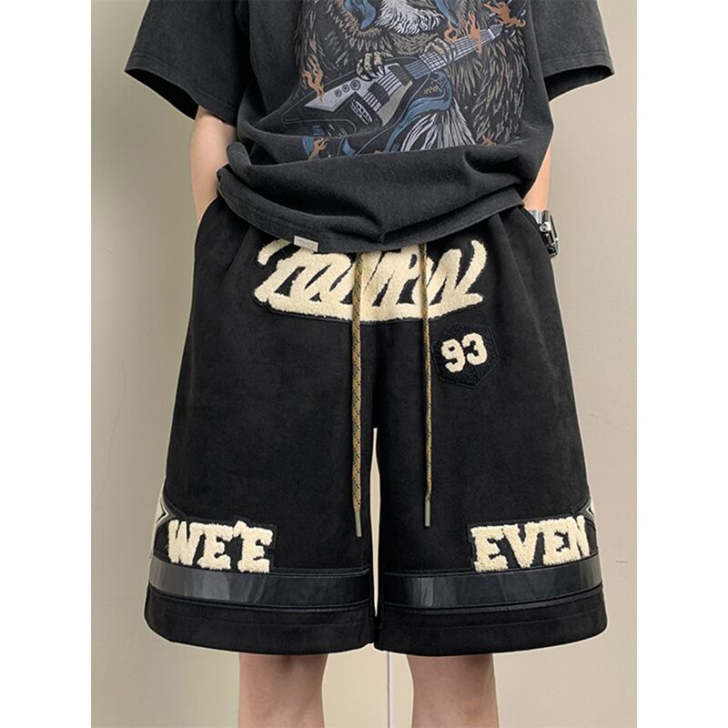 [BIGEMAN Series] ★Short pants★ 2color bottoms, short length pants, unisex, men's, large size, star pattern, sports style