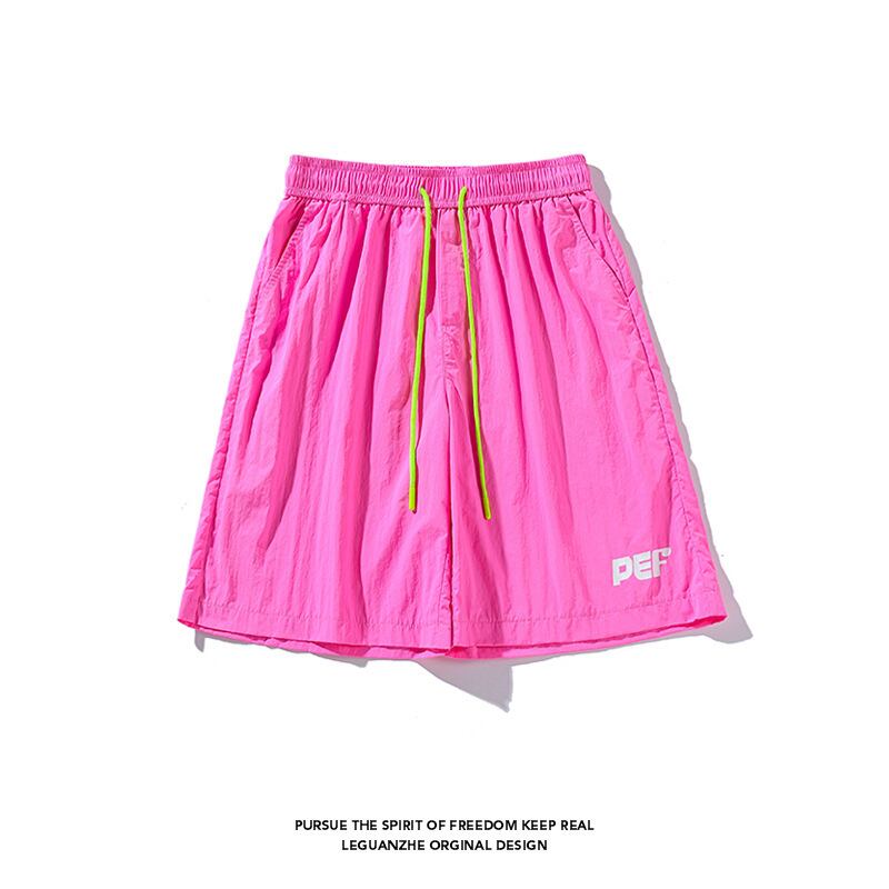 [BIGEMAN Series] ★Shorts★ 5color Bottoms Short Length Pants Unisex Men's Large Size Black Green Yellow Pink Purple