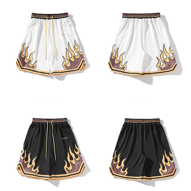 [BIGEMAN Series] ★Shorts★ 2color Bottoms Short Length Pants Unisex Men's Large Size Flame Black White