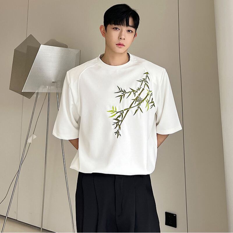 [ZHUIYI Series]★China style T-shirt★ 2color tops unisex men's bamboo short sleeve shirt black white ML XL