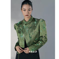 Load image into Gallery viewer, [Big Blue Dragon Series]★China style outerwear★ Tops Shirt Bamboo Green Green Mini Length Chinese Clothes Improves Temperament
