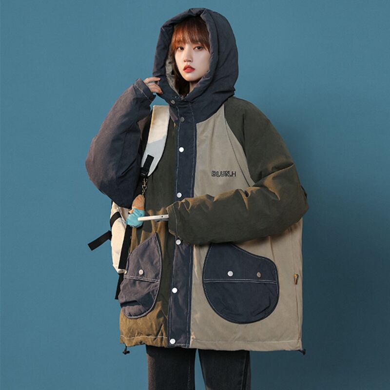 [Suikoishi Series] ★Winter Coat★ Cotton Coat Outerwear 2color Unisex Men's Color Scheme Red Khaki Green