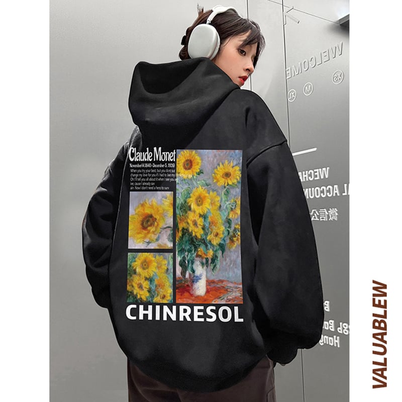 [GEBOXUAN Series]★Parker★ 7color Regular type or brushed lining type Tops Suede Oil painting style Sunflower Unisex Men's