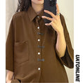 Load image into Gallery viewer, [UATONLINE Series]★China Style Shirt★ Thin Medium Chinese Clothes Tops Unisex Men's Short Sleeve Shirt Coffee Color
