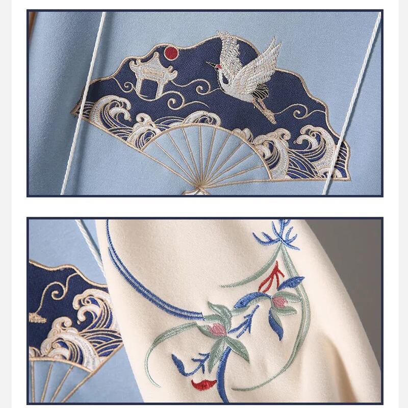 [Only cats are allowed in the series] ★Chinese-style dress★ Crane Autumn/Winter clothes Hoodie dress Fleece lining Embroidery Large size