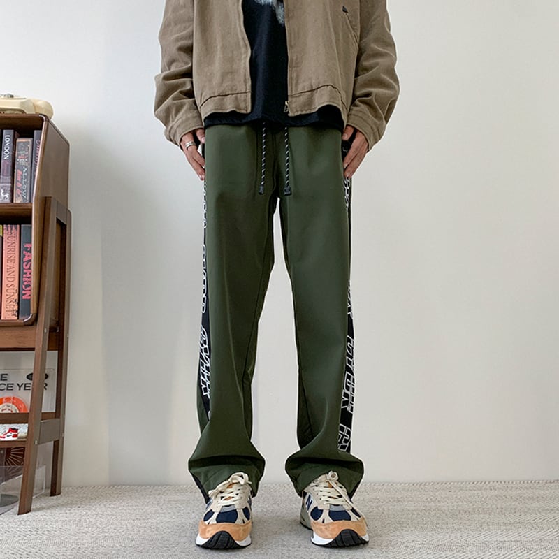 [CHAOMEICHEN Series] ★Casual pants★ Fleece lining 3color bottoms pants unisex men's alphabet green black gray