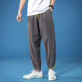 Load image into Gallery viewer, [Ushio Hyakudan Series]★China style trousers★ 3 colors, nine-quarter length, large size, slimming, unisex, men's, gray, black, gray green
