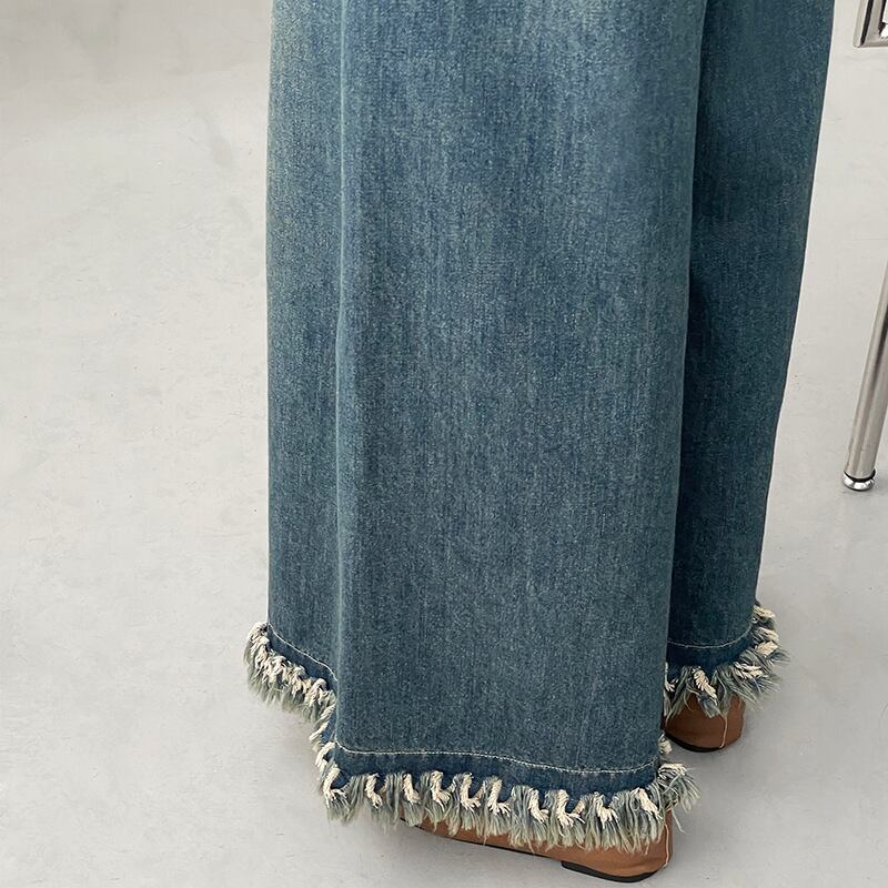 [Togawa Series] ★Denim Pants★ Gaucho Pants Trousers Bottoms Wide Pants Blue Blue ML