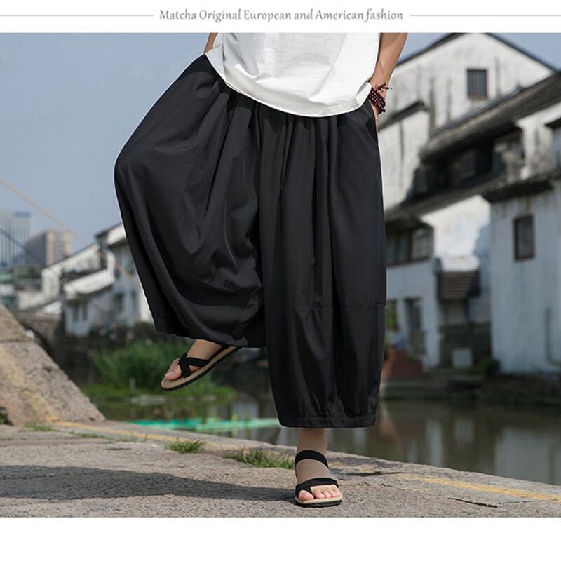 [JINTANG Series]★China style trousers★Bottoms Casual Pants Men's Large Size Loose Black